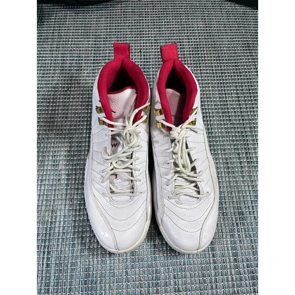 Nike Air Jordan 12 Retro Fiba 2019 Size 10 130690-107 White/Red/Gold Athletic